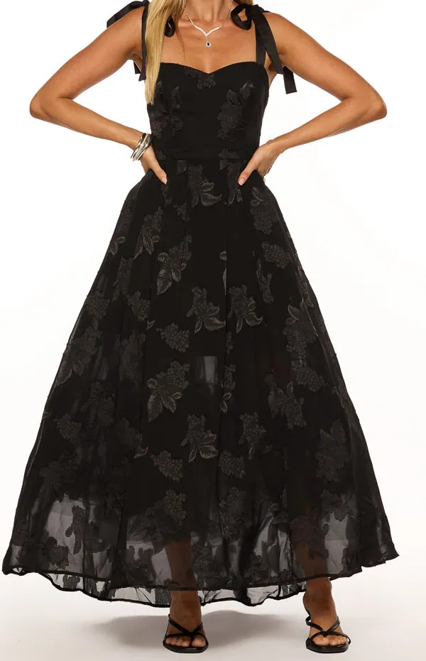 Satin A Line V Neck Maxi Dress