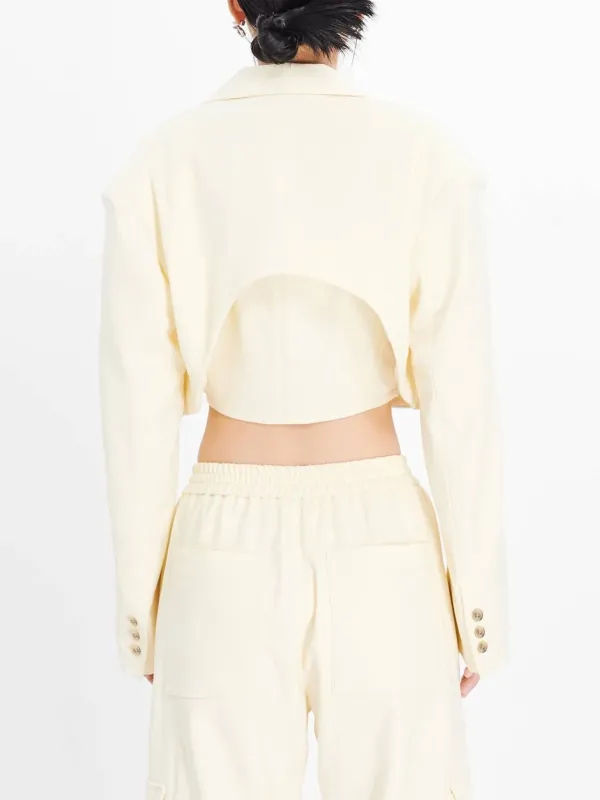 Cropped Tie - Front Blazer Jacket
