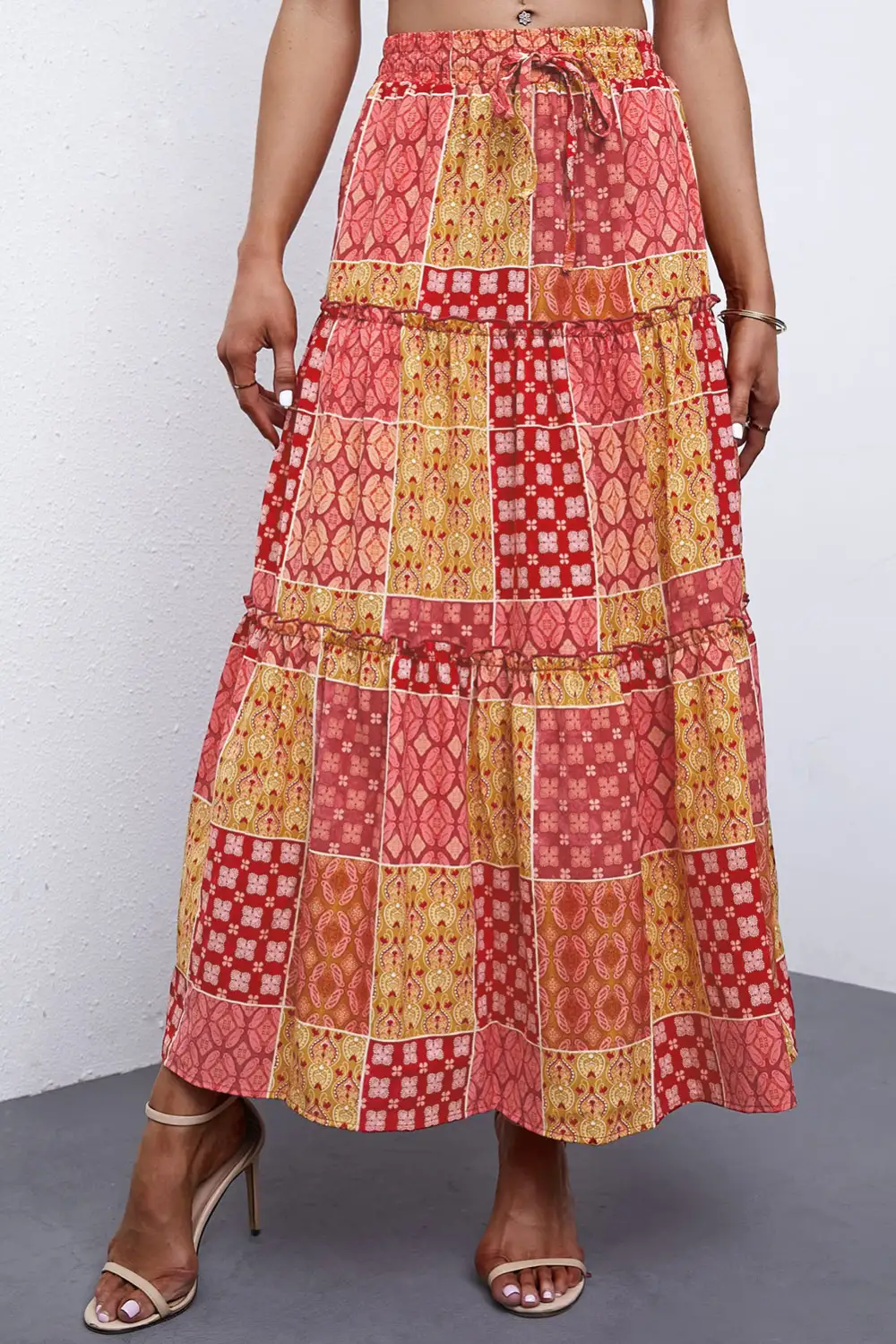 Softline Maxi Print Tiered Skirt