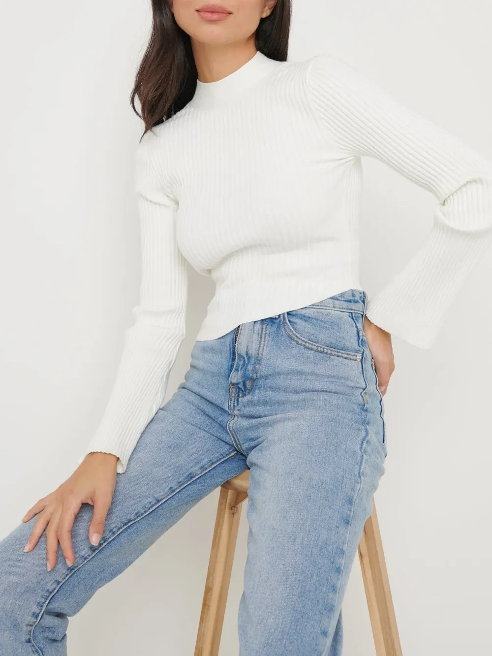 Backless High Neck Knit Top