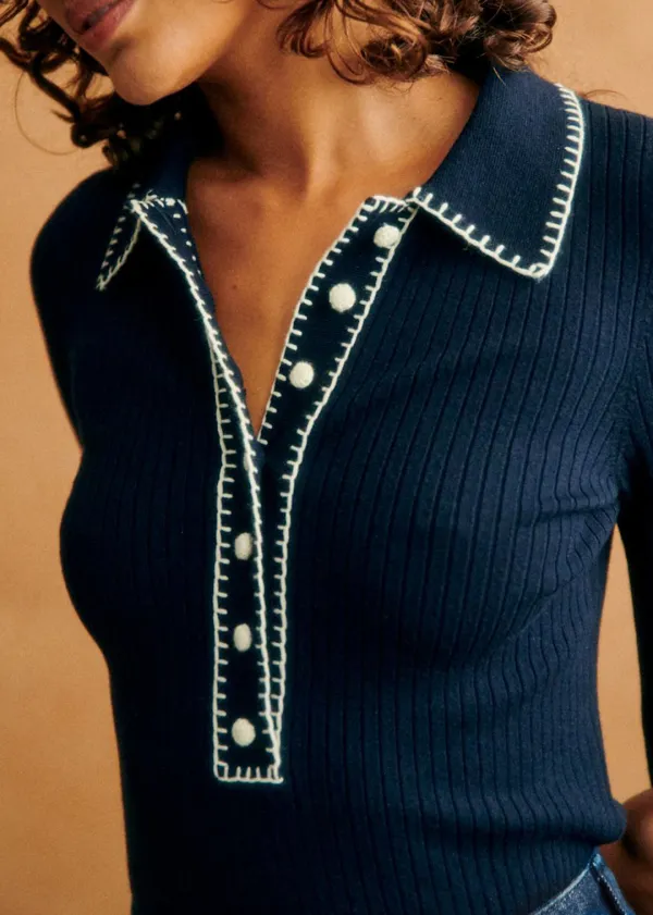 Lapel Snap Button Sweater