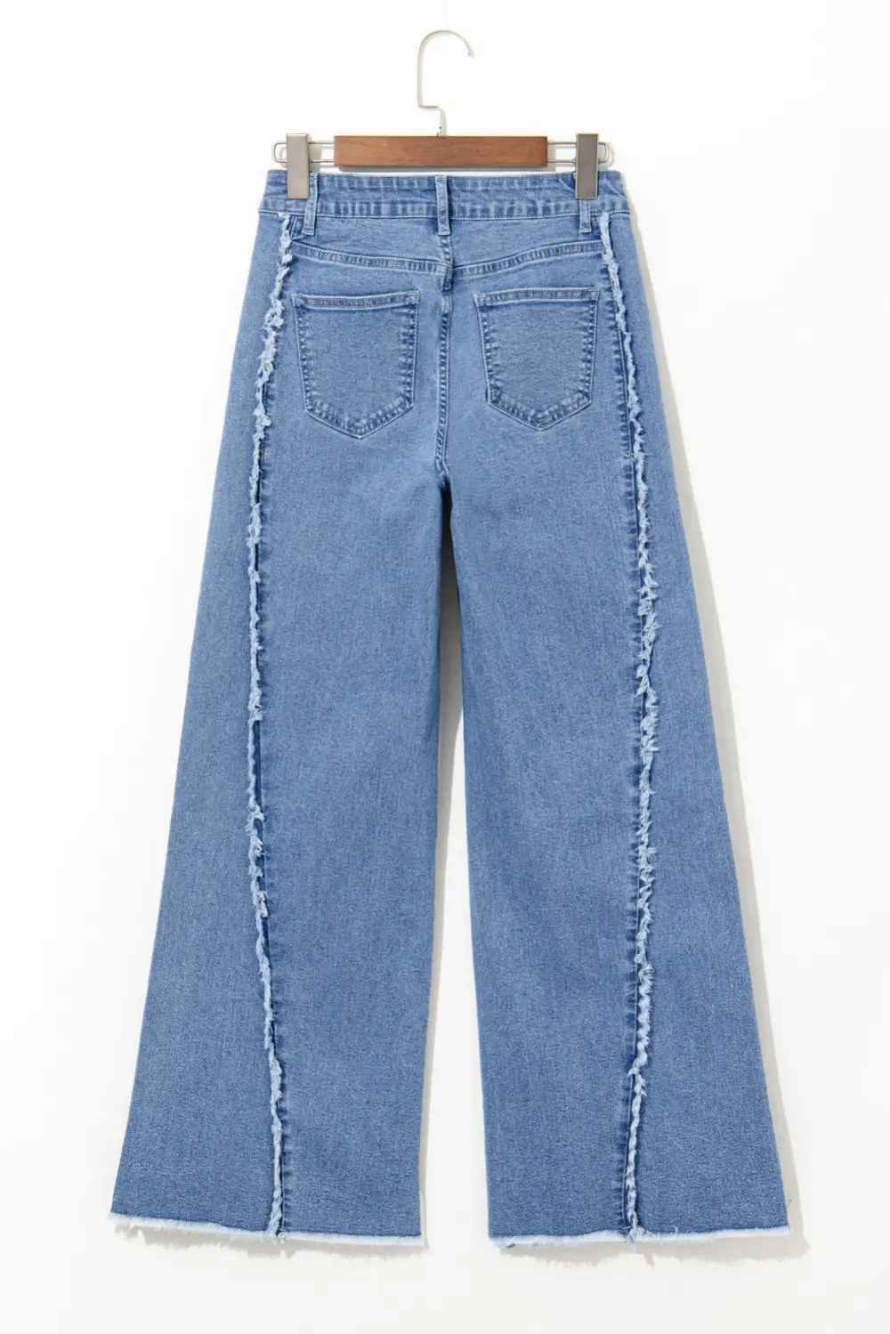 Vintage Stitching Raw Hem Flared Jeans