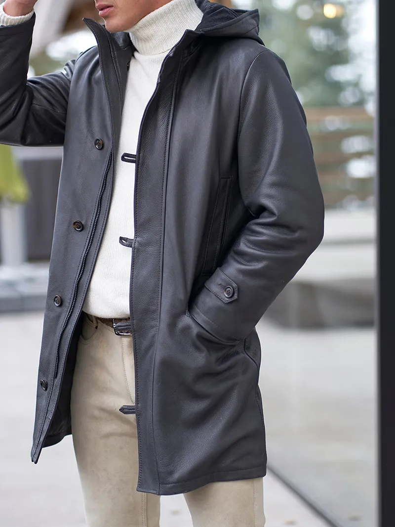 Men's Casual Oversized Coat Leather Jacket