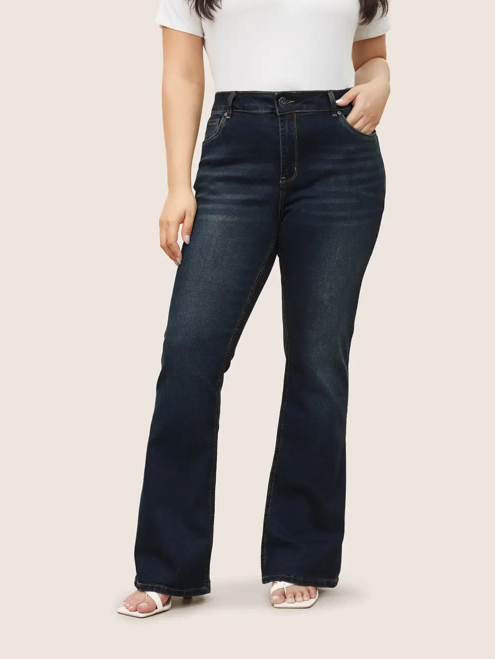 Bootcut Very Stretchy Mid Rise Medium Wash Sculpt Waist Jeans