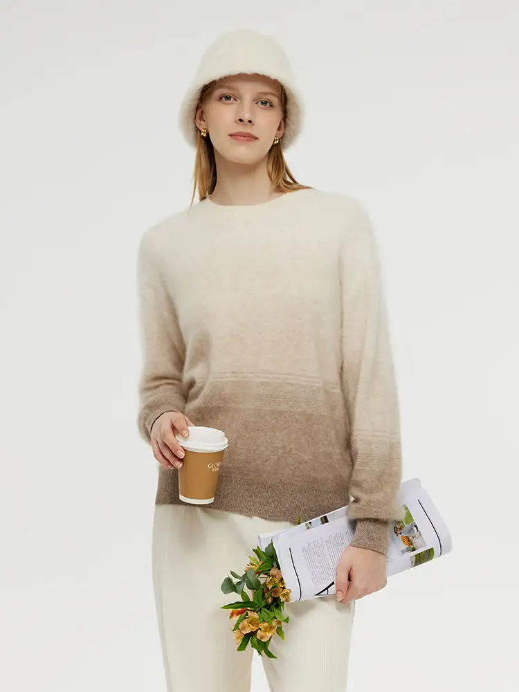 100% Brushed Cashmere Gradient Women Sweater