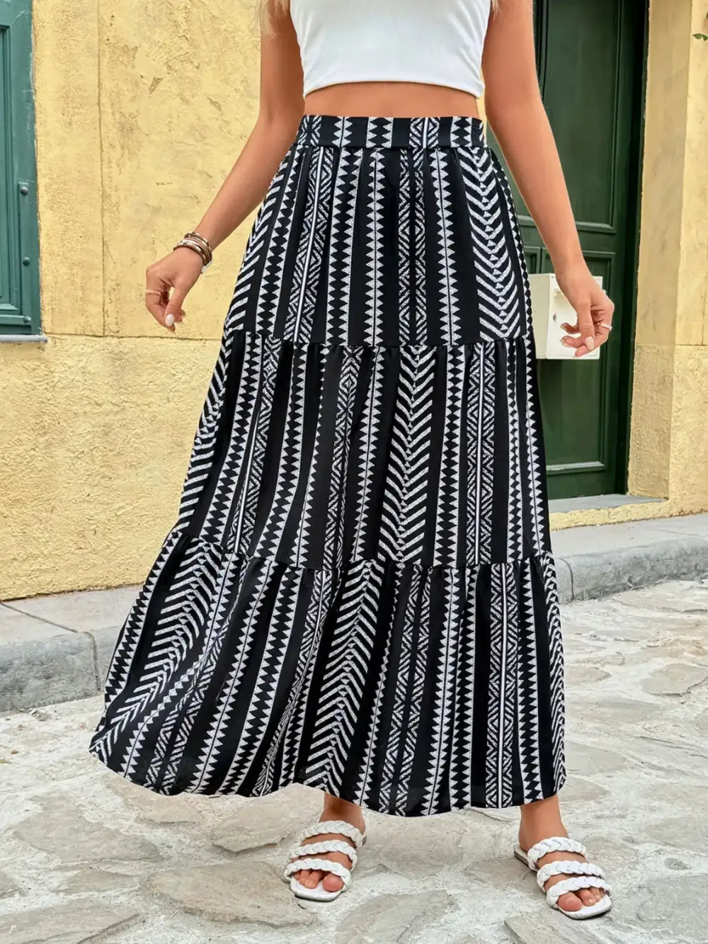 High Waist Printed Skirt