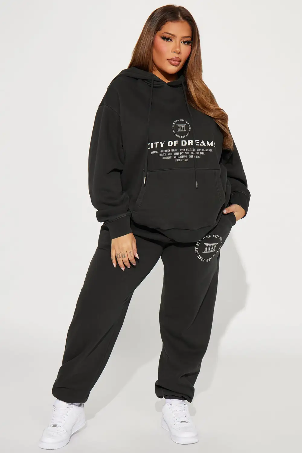 City Of Dreams Washed Jogger Set - Black