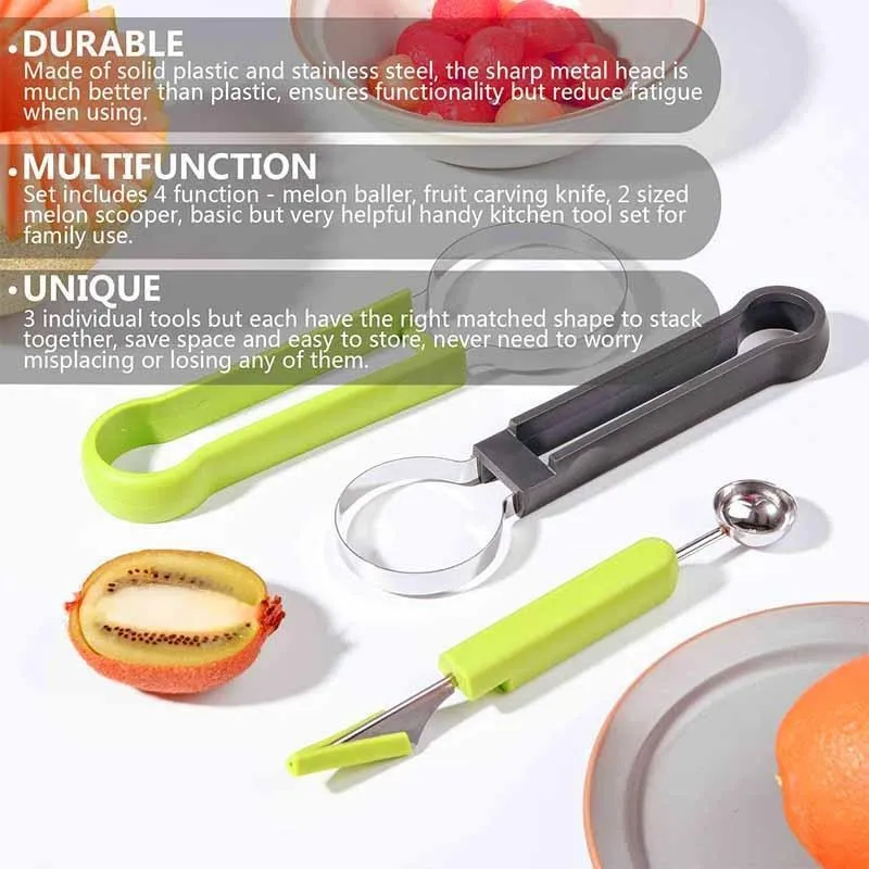 (Store Closing Sale) 4 In 1 Melon Baller Scoop Stainless Steel