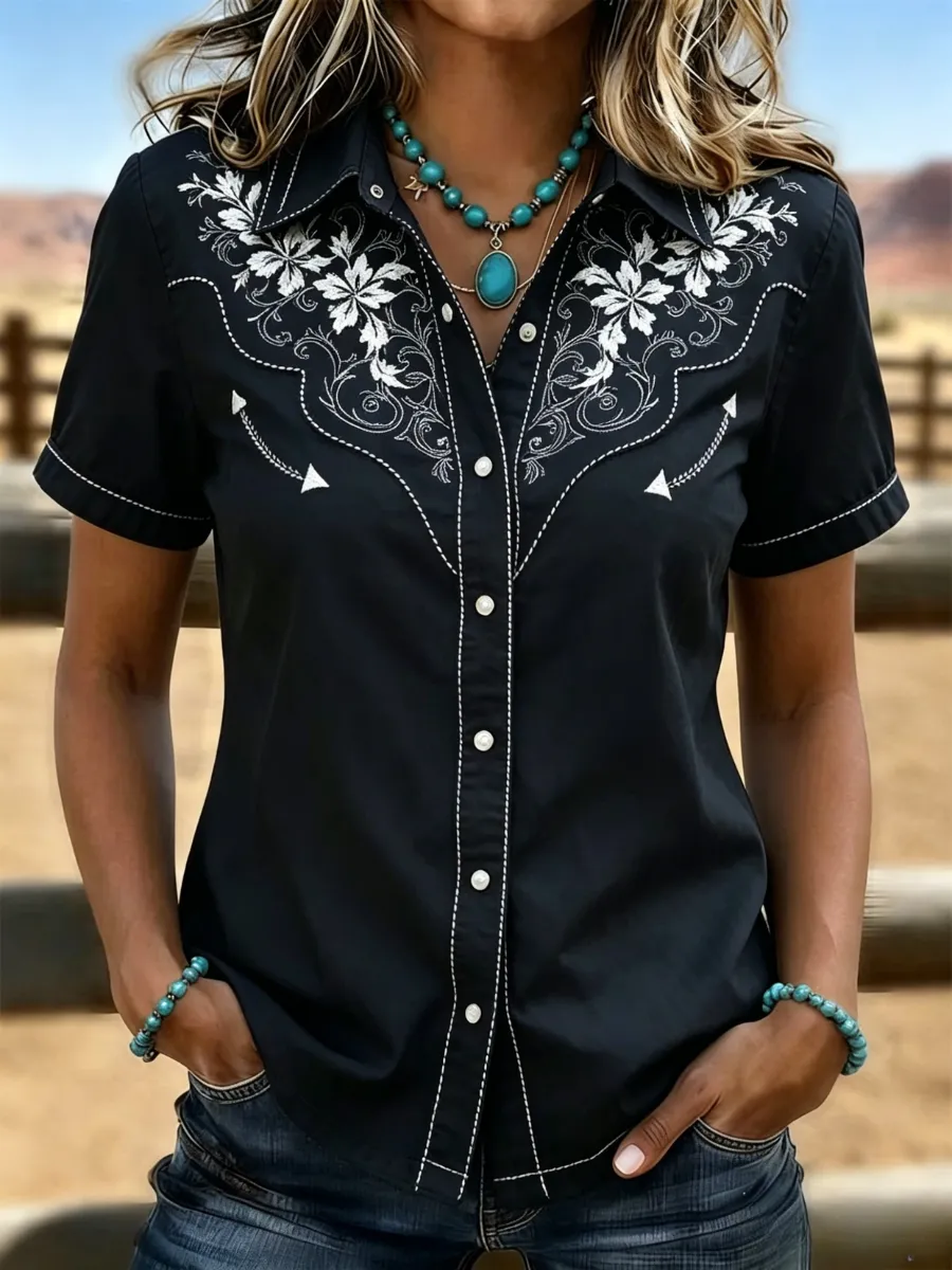 Women's Western Style Retro Printed Casual Shirt