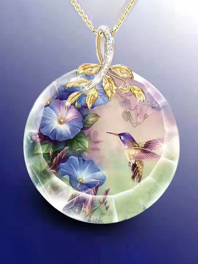 Creative Crystal Flower Bird Necklace