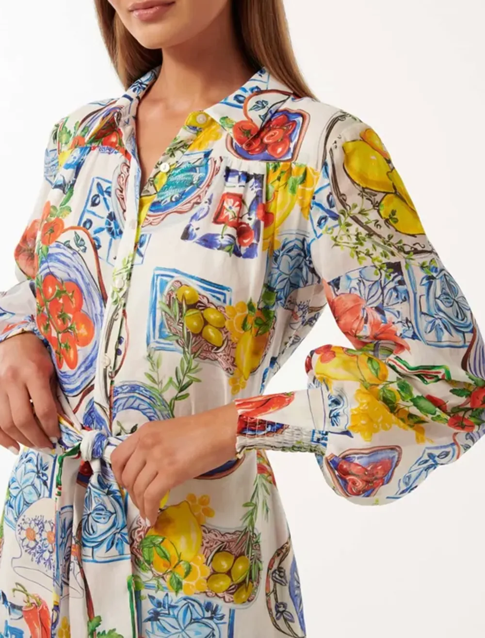 Tiered Midi Shirt Dress