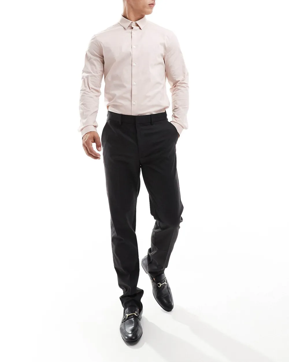 Slim Poplin Shirt In Pale Pink