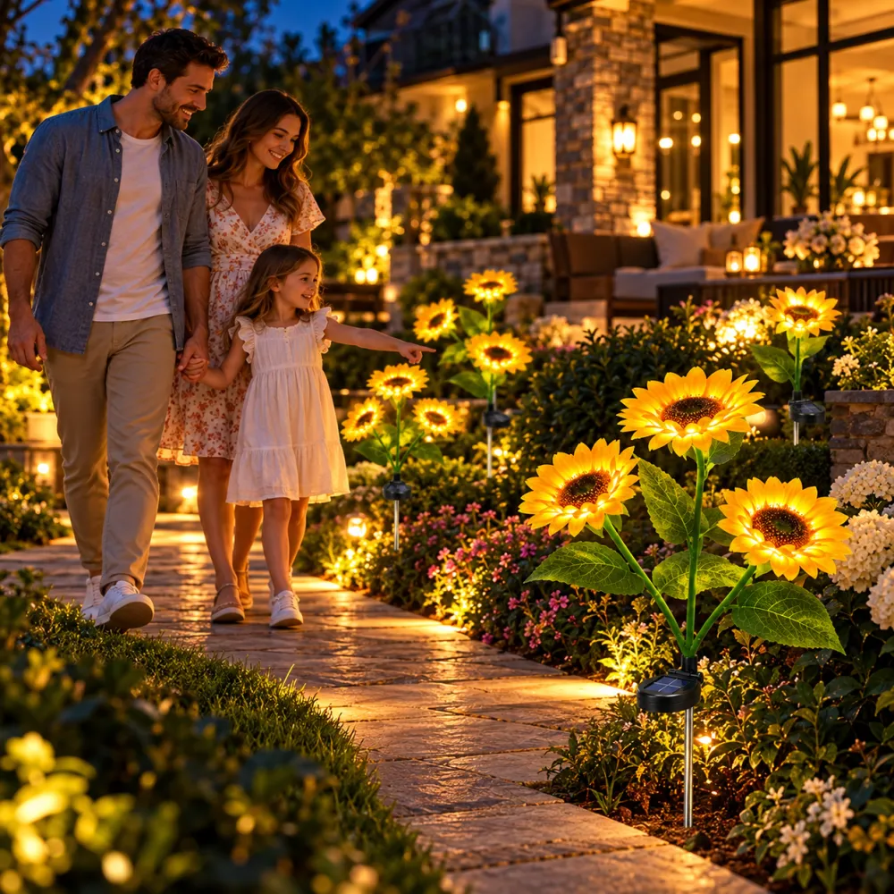 LED Solar Sunflower Garden Stake Light – IP65 Waterproof, Realistic Decor for Lawn, Patio & Pathway Lighting