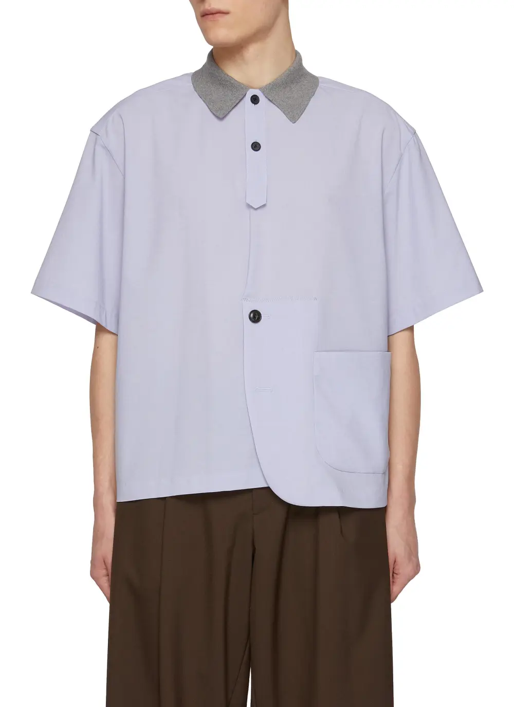 Minimalist Loose Light Purple Polo Shirt