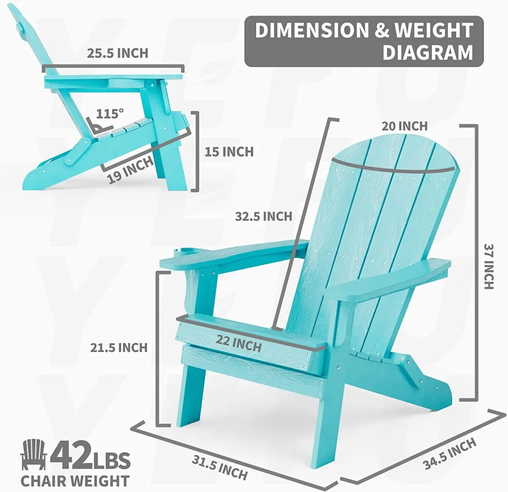 🔥Clearance Sale🔥✨Weather Resistant Blue Recycled Plastic Outdoor Patio Adirondack Chair✨