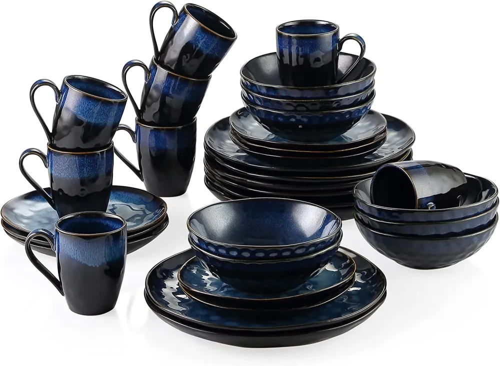 vancasso Dinnerware Set 32-Piece Dinner Service for 8 Service Dinnerware Tableware Set, Bubble Green