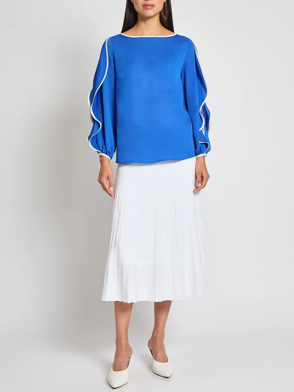Sleeve Slit Boat Collar Shirt