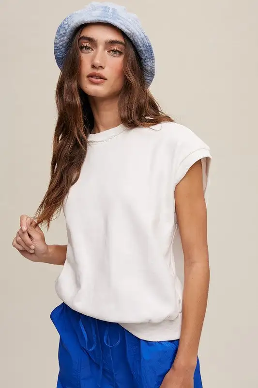 Short Sleeve Boxy Crew Neck Sweat Top