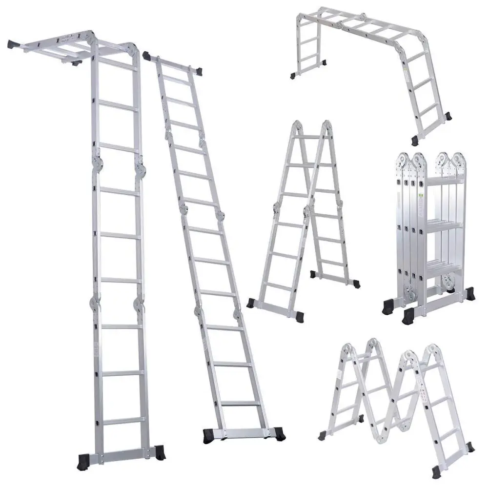 Folding Telescoping Ladder Aluminium Multi-Purpose 7 in 1 Heavy Duty Combination 12.5/15.5/18.5 Feet