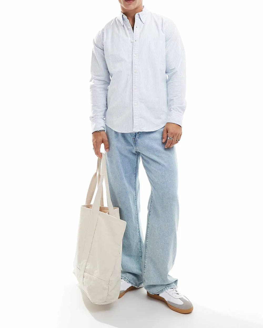 Stripe Oxford Shirt In Light Blue