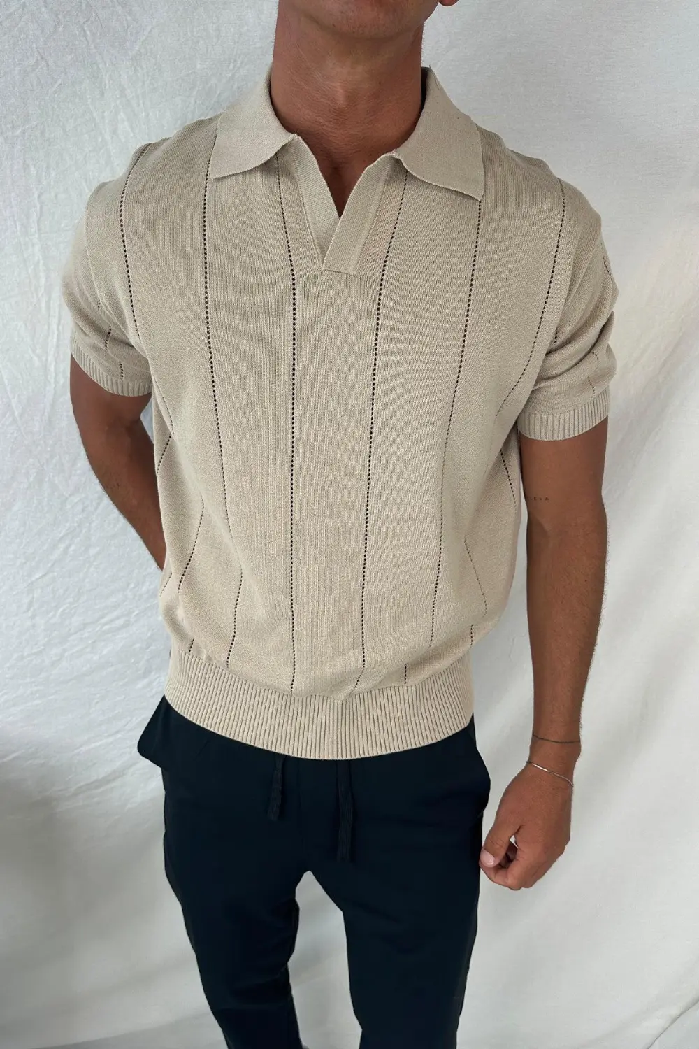 Casual Soft And Comfortable Beige Polo Shirt