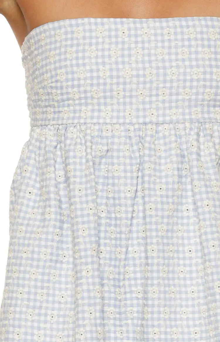 Strapless Gingham Mini Dress