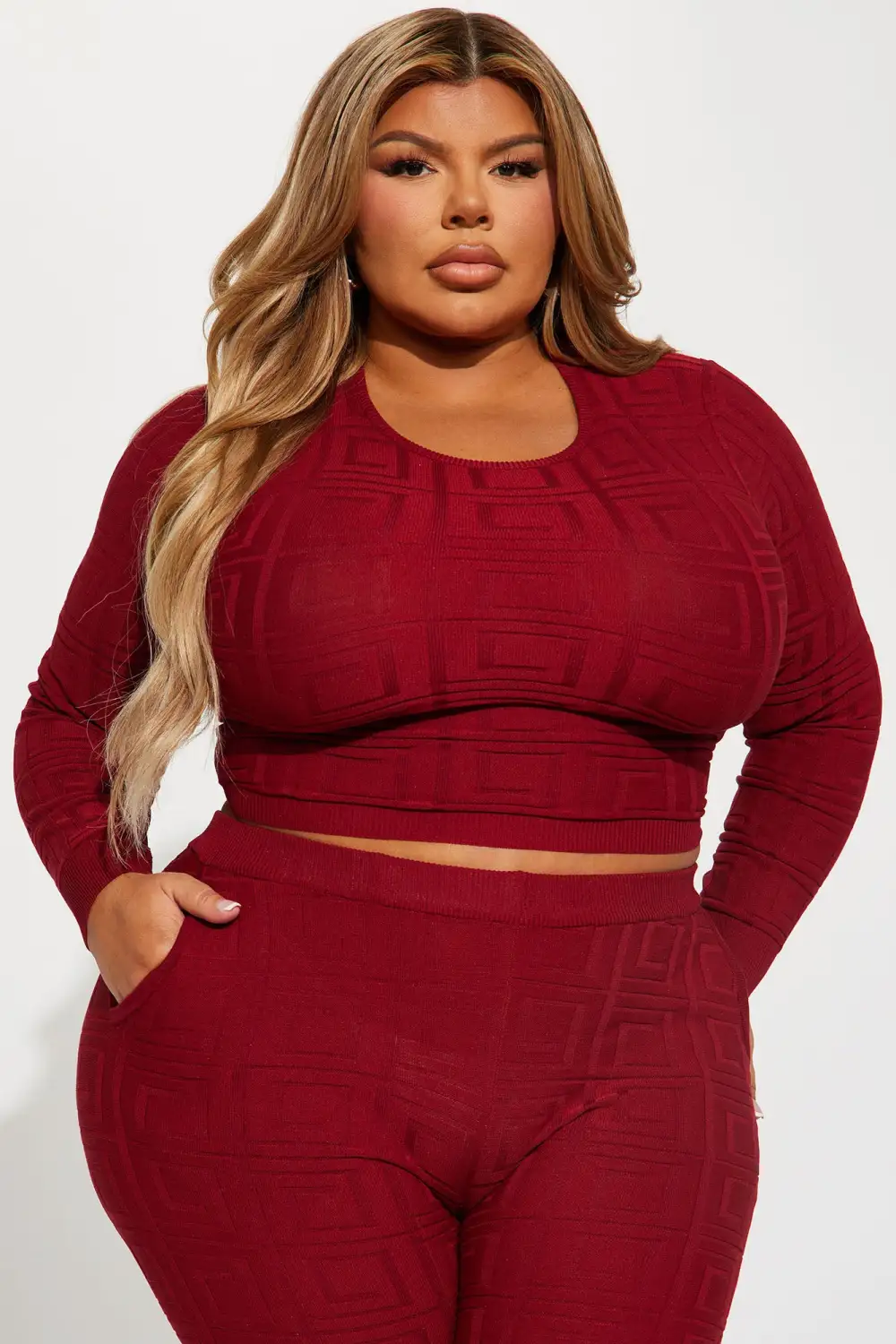 Never Complaining Sweater Legging Set - Burgundy