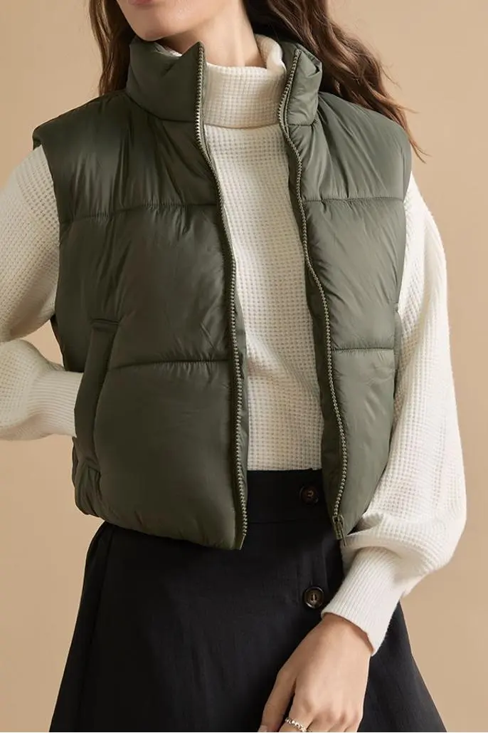 Olive Green Puffer Vest