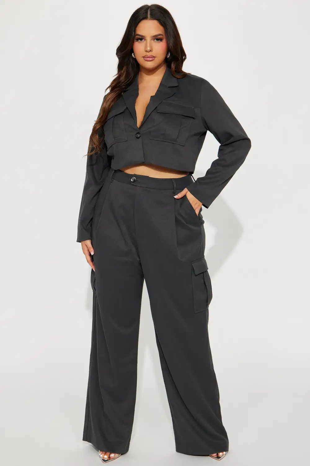 Guilt Trip Cargo Pant Set - Charcoal