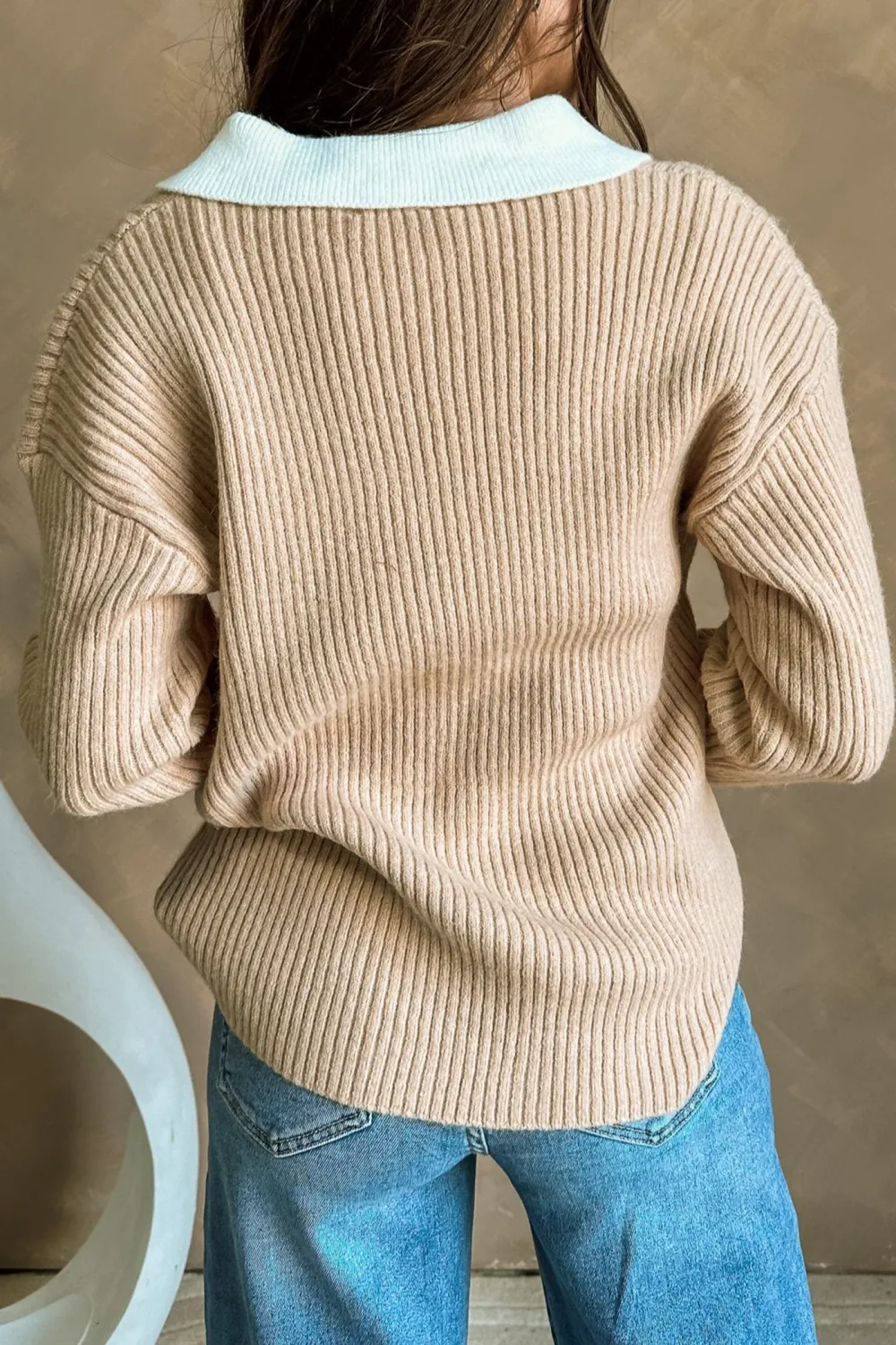 Dropped Shoulder Lapel Cardigan