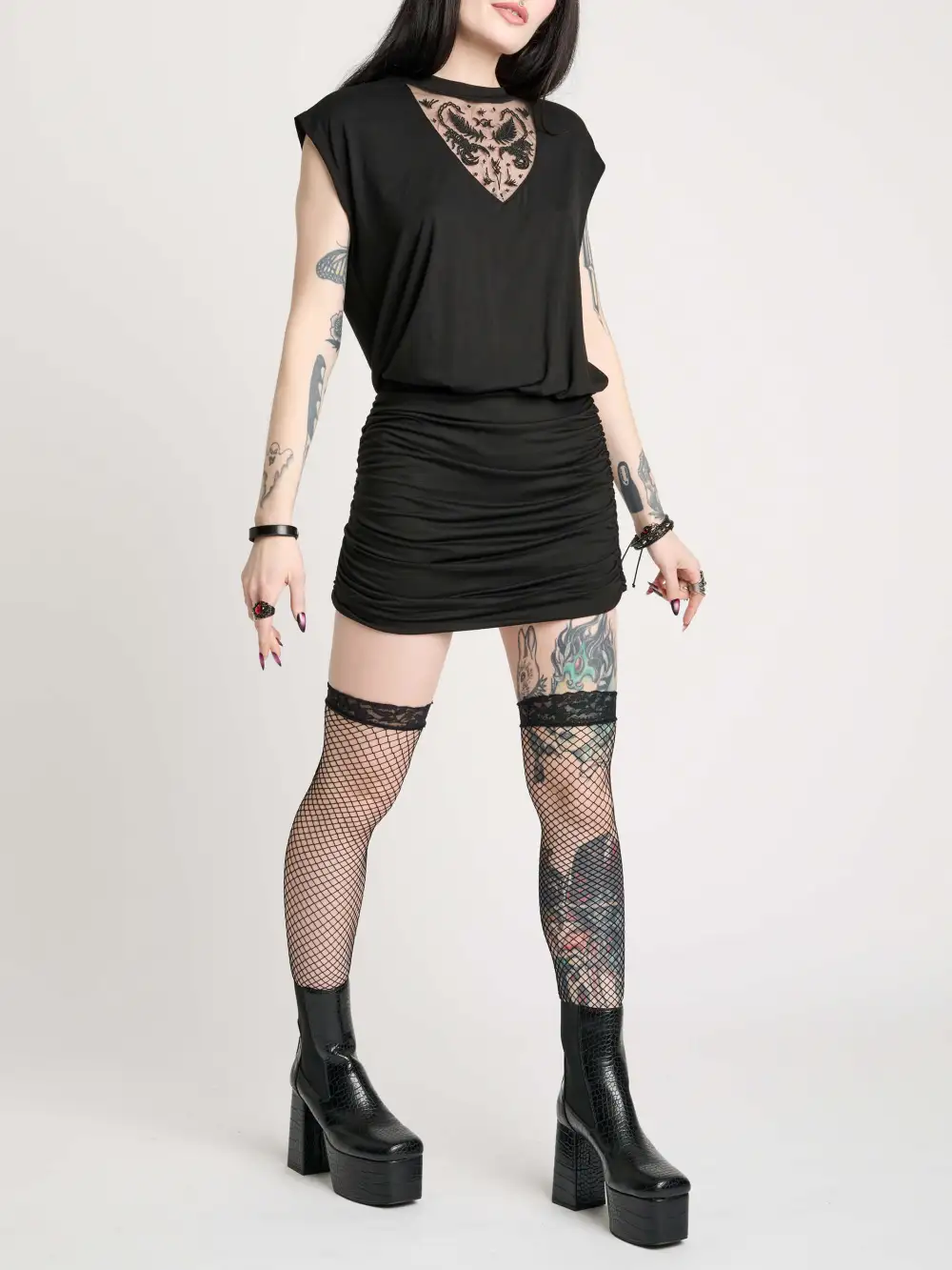 Embroidered Scorpion Blouson Dress