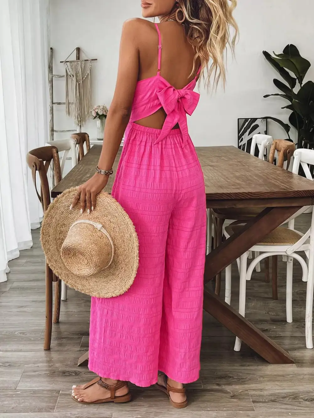 Bow Back Wide Leg Jumpsuit
