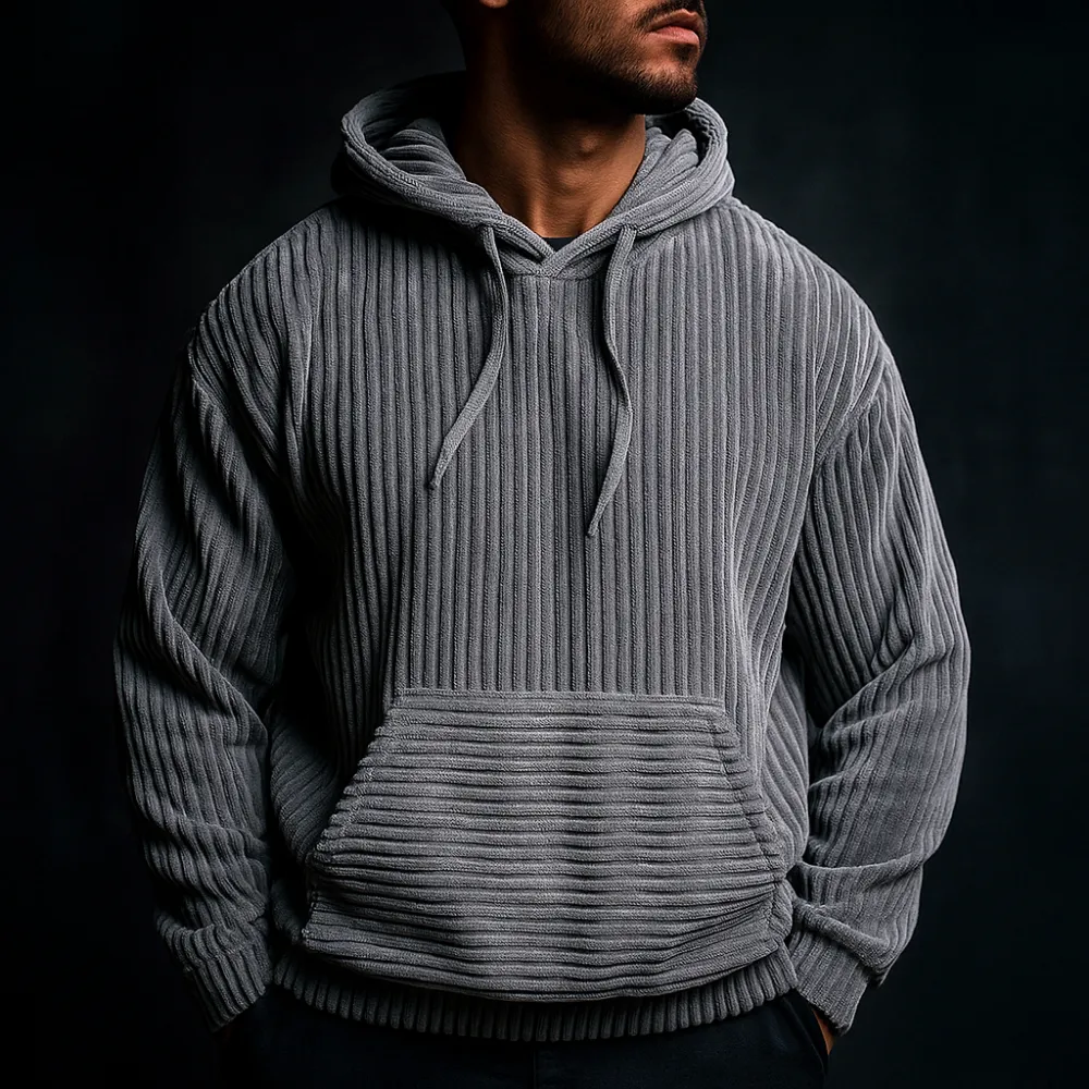 Corduroy Pullover Hooded Sweatshirt