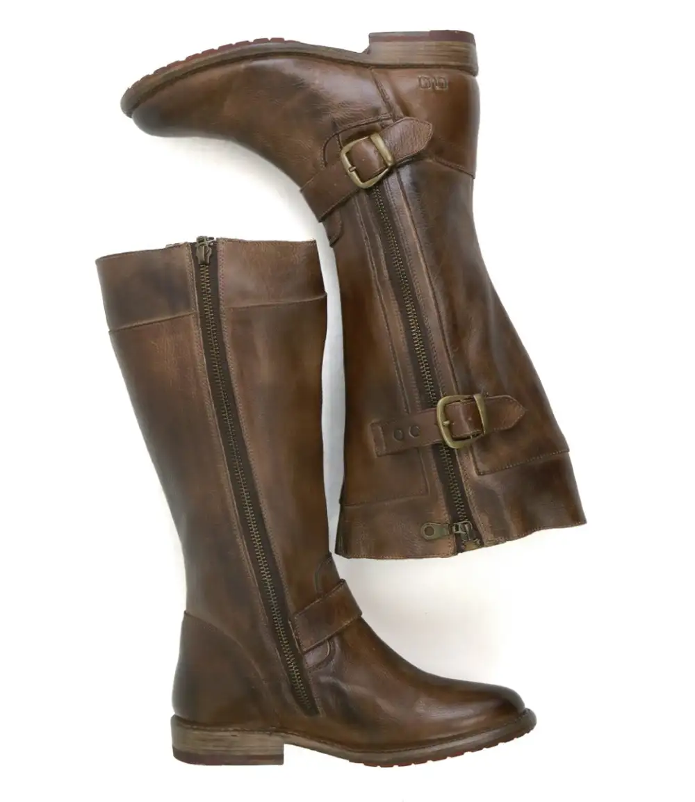 Women's Wide Calf Lug Sole Leather Heritage Knee High Boots