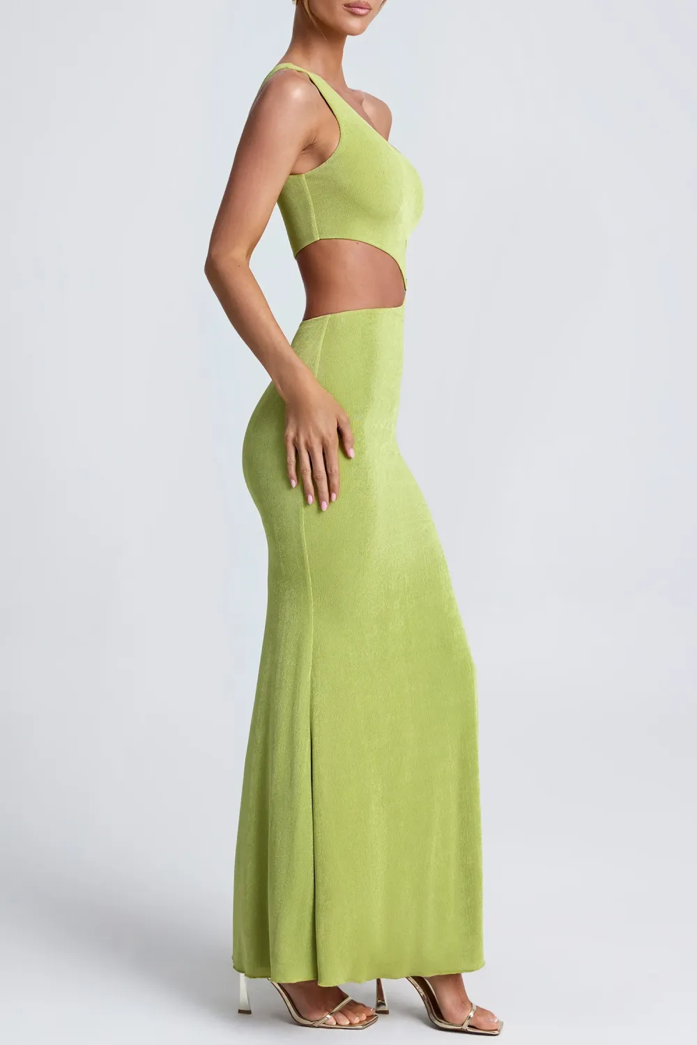 Statement Maxi Dress With Asymmetrical Neckline