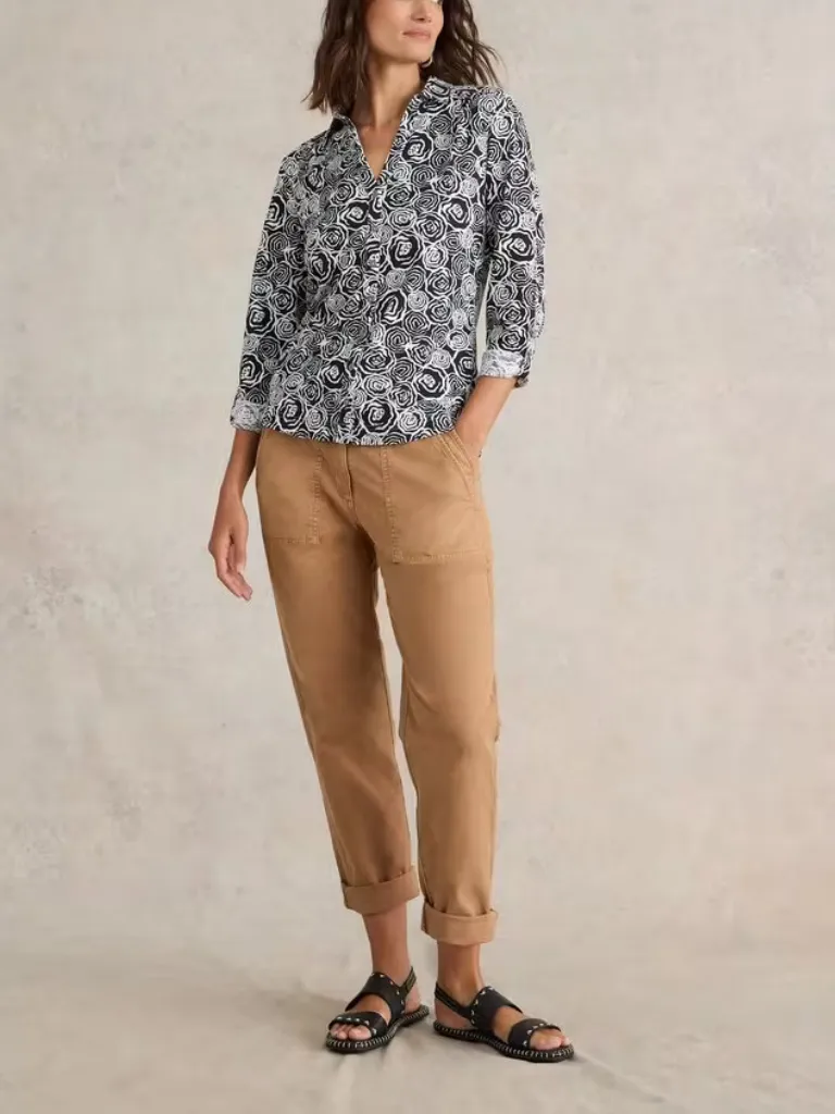 Long-Sleeved Art Graphic Cotton Shirt