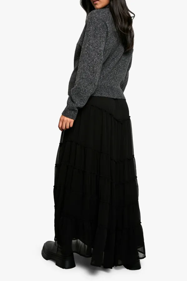Black Light Chiffon Women's Skirt