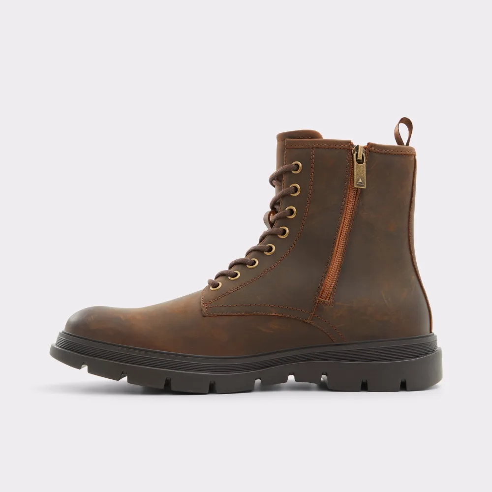 Dark Brown High Top Flat Lace-Up Men's Boots