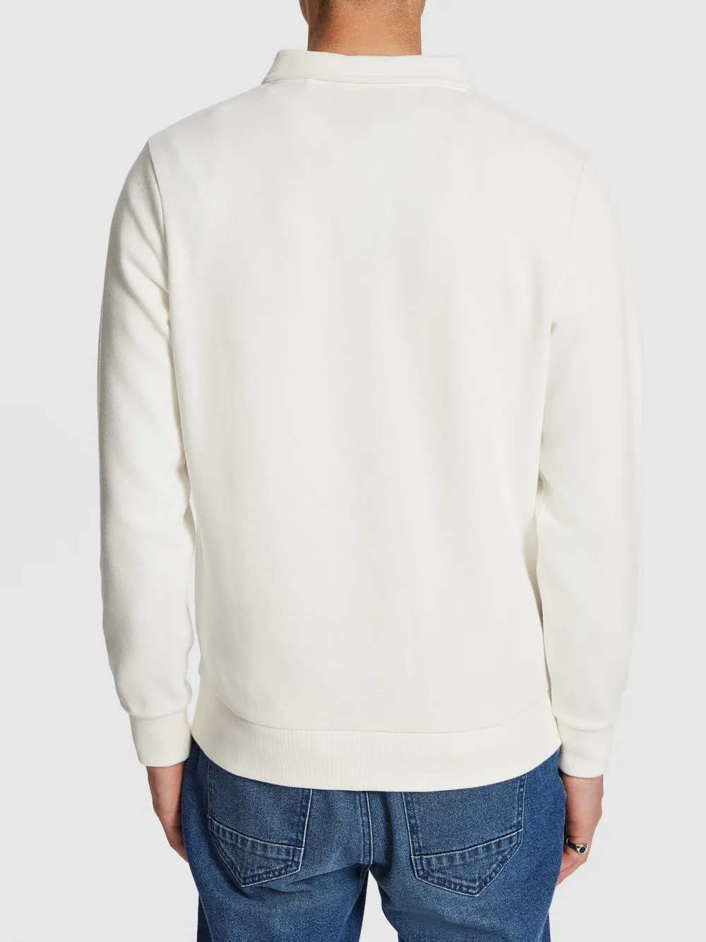 White Long Sleeve Quarter Zip Polo Shirt