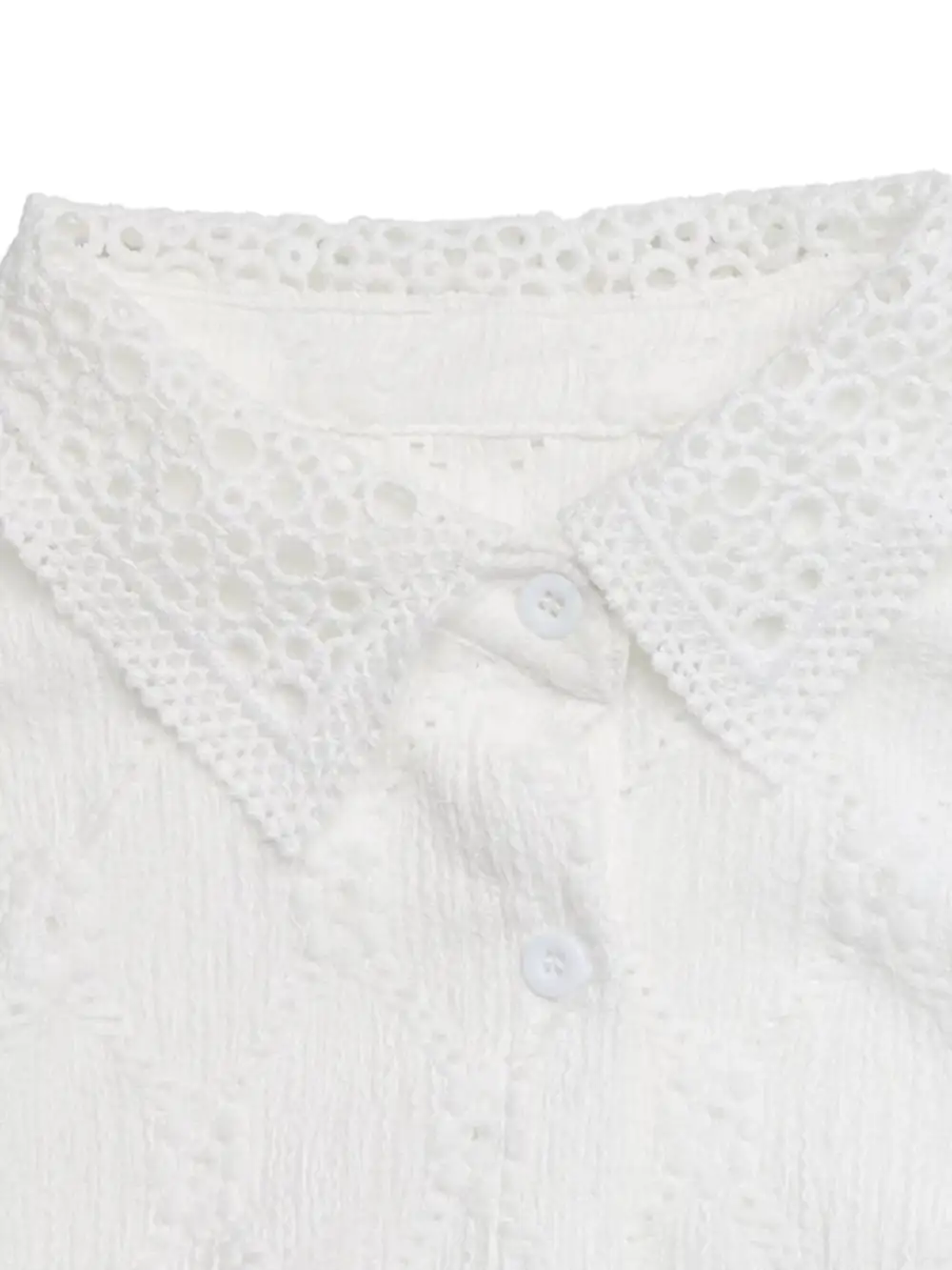 Lace Detail Ruffle Sleeve Button Up Shirt
