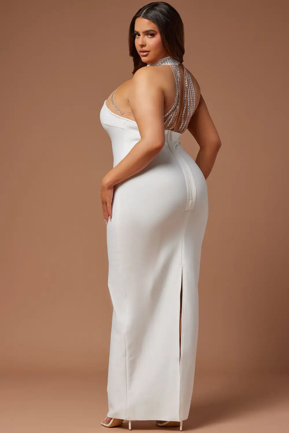Lina Embellished Bandage Maxi Dress - White