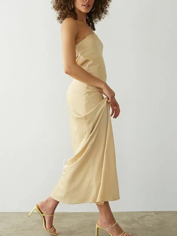 Strapless Open Back Maxi Dress