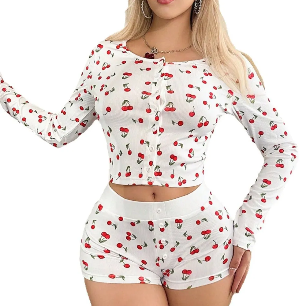 Cherry Print Pajama With Set