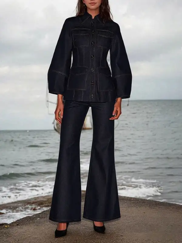 Denim Button Front Jacket Essential