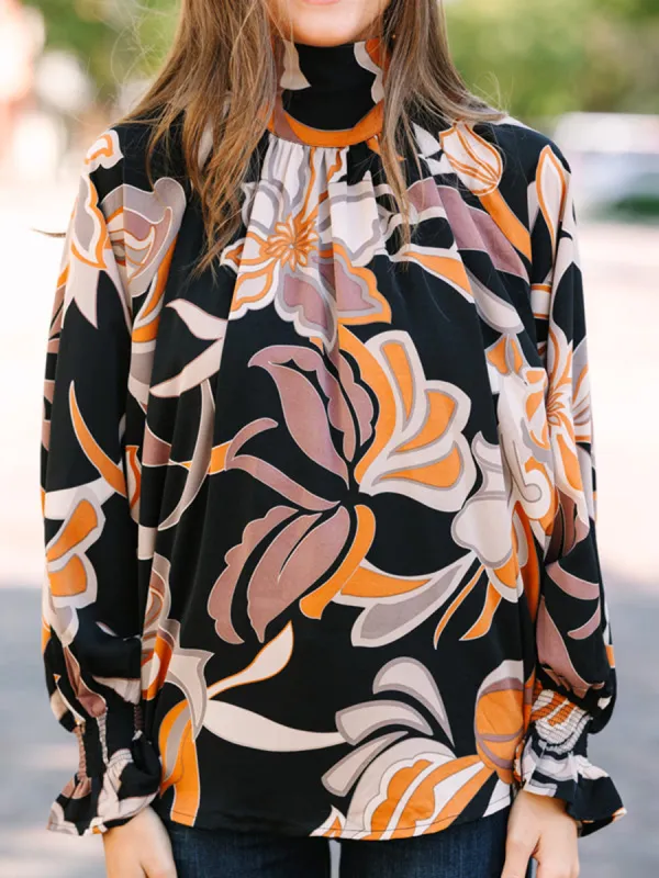 Black Floral Abstract Blouse