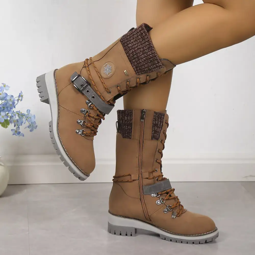 Modern Refined Lace-Up Block Heel Boots