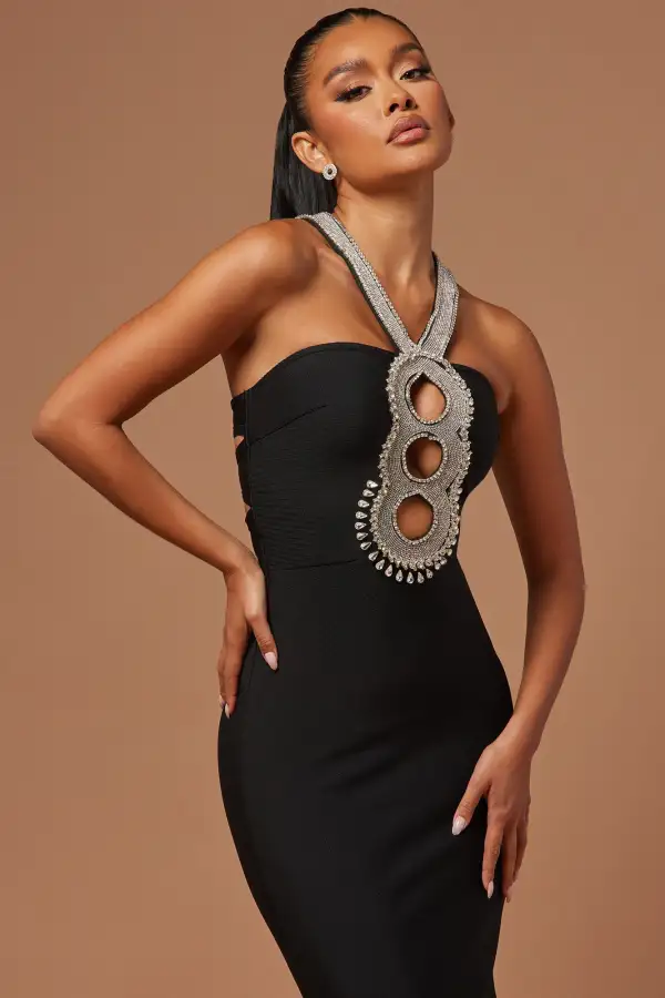 Bria Bandage Maxi Dress - Black