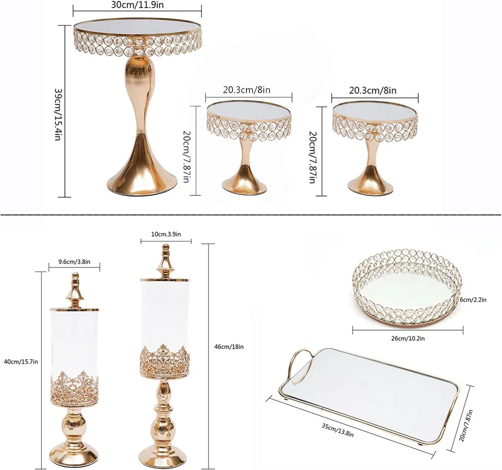 TFCFL 11 PCS Silver Cake Stand Set Crystal Cupcake Dessert Plate Display Tower Mirror Cake Holder Cupcake Stands for Wedding Afternoon Tea Birthday Party