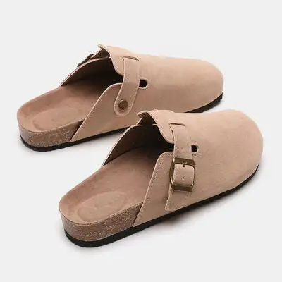 Buckle Suede Slides