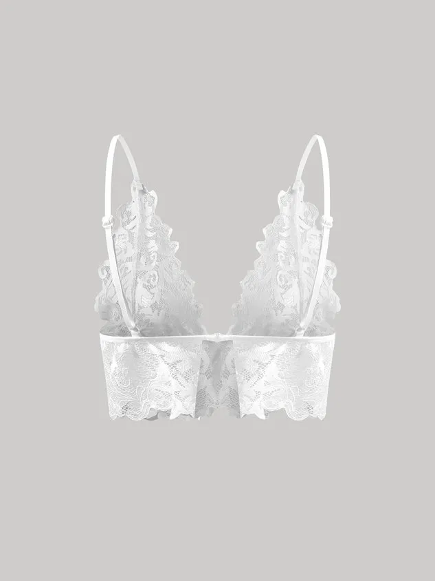 Sexy Plain All Season V neck Polyester Daily Lace Bra Wirefree Bra for Women